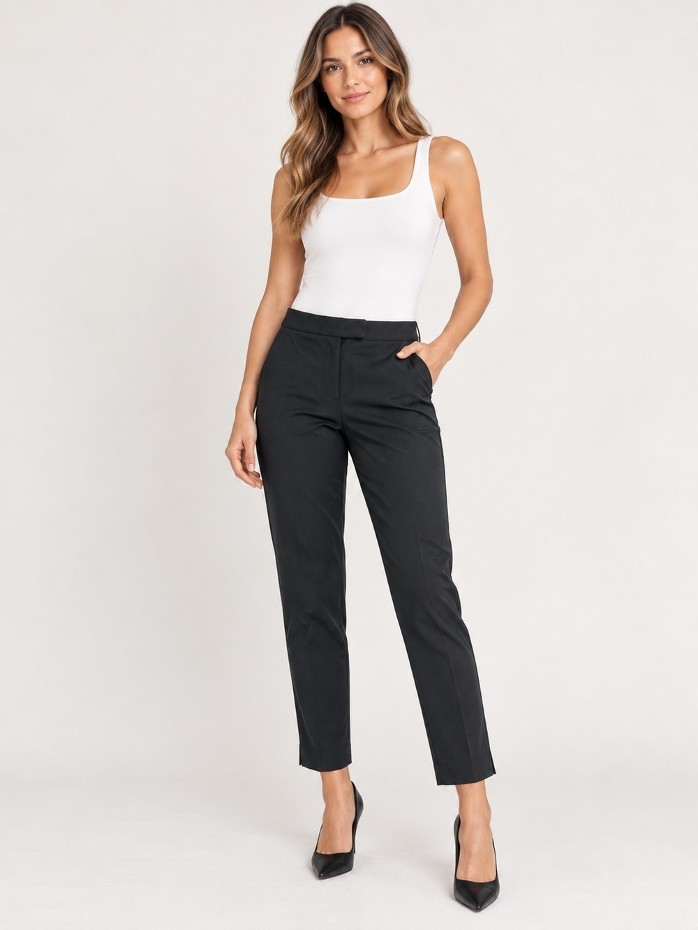Theory Black Tailored Trouser Ankle Pants